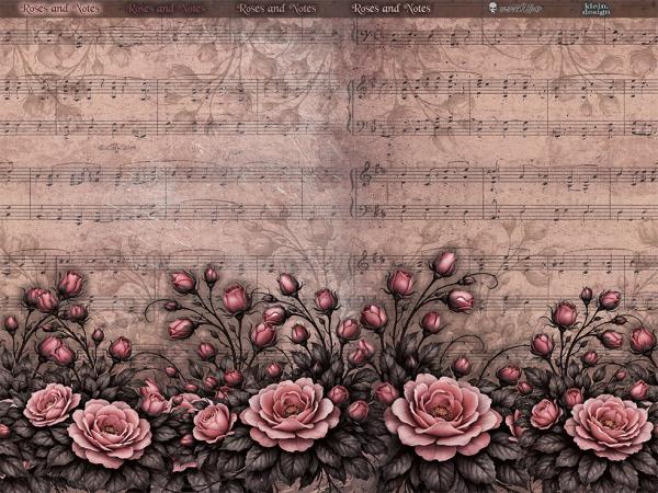 Roses and Notes - Bordüre - Jersey